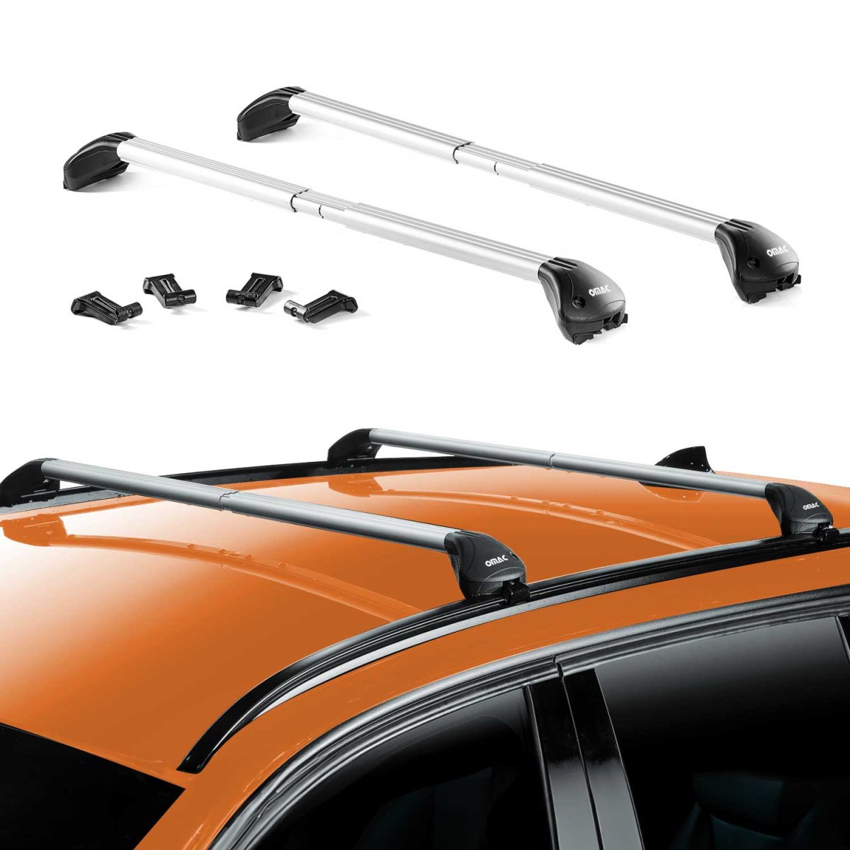 MINI COUNTRYMAN Roof Rack - Omac - Stark Flush-Telescopic 2Pcs (100-130 cm) FREELINE-BRACKET - Silver - 2024+